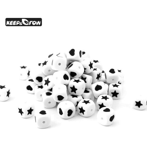 10Pcs 12MM Silicone Letters BPA Free Star/Heart Baby Teething Beads Food Grade Silicone Baby Teethers For Pacifier Chain Making