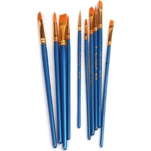10pcs/set of colorful nylon wool wood pole art painting brush set simple stationery