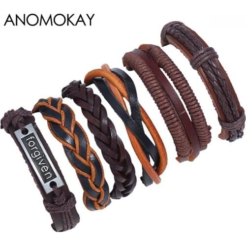 2019 NEW Design 100% Hand-woven Vintage Jewelry Wrap Bracelet Multilayer Leather Braided Rope Wristband Unisex Bracelets Pulsera