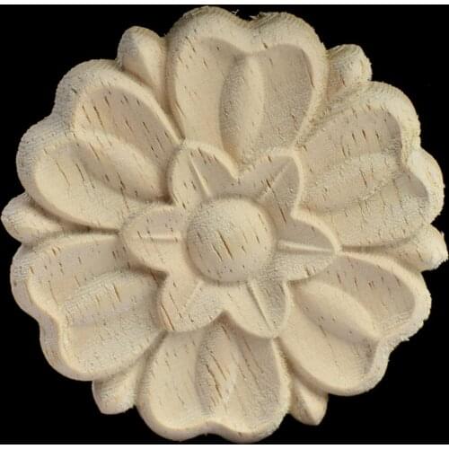 5.6CM Vintage Wooden Applique Unpainted Wood Carved Corner Onlay Frame for Home Furniture Wall Cabinet Door Decor Crafts