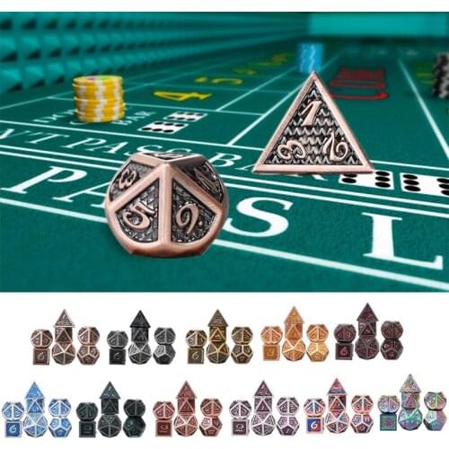 7pcs/set Metal Dice Set RPG MTG DND Metal Polyhedral Dice Role Playing Games