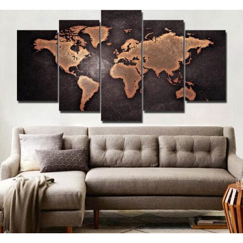 ArtSailing HD print 5 piece canvas art abstract Map Painting wall pictures for living room posters home decoration modern art