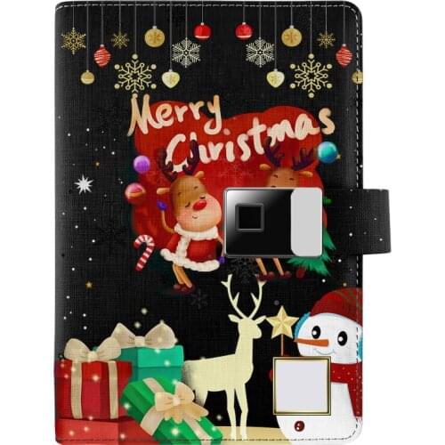 Customa Design Logo Christmas Gifts Fingerprint Lock Journal Notebook with Wireless Charger