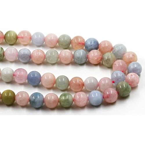 Natural Smooth Morganite Stone Beads Top Quality 6 8 10mm Loose Round Pink Colorful Precious Gem For Making Bracelet Jewelry