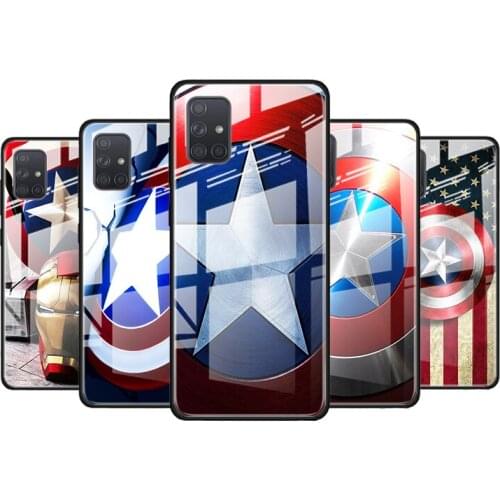 Captain America shield Marvel for Samsung Galaxy S21 Ultra A71 A51 4G 5G A91 A81 A41 A31 A21 A11 A01 Tempered Glass Phone Case