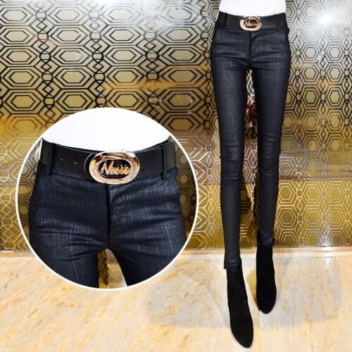 Black thick Plaid leggings women plus size pants women slim trousers work stretch leggings Sexy high waist Skinny pencil pants