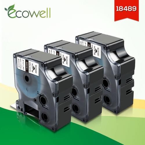 Ecowell 3PK 19mm 18489 Industrial Label compatible for Dymo Rhino Flexible Nylon Labels for Dymo Rhino label maker 5000 4200