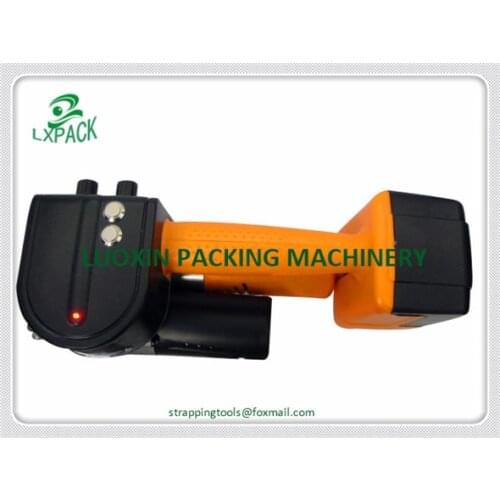 Electric bander combination tool applies polypropylene polyester strapping friction weld joint technology to join the strap ends