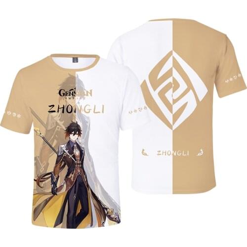 3D Genshin Impact T Shirt Men Women Unisex Tees Fashion ZHONGLI Kids Summer Tops Casual Boys Girls Cartoon Cool Game t-Shirt