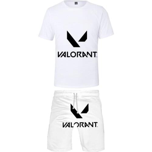 3D Printed Valorant T-shirt + Beach Shorts Two Piece Sets Mens Casual Shorts Summer Short Sleeve T-shirt Kids Clothing Valorant