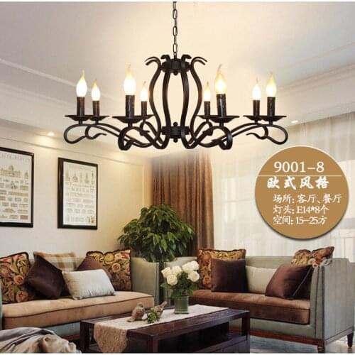 Art Decor Iron 100-240V LED E14 Candle Chandelier Traditonal Crystal Europe Style Metal Iron Chandeliers Modern lamp