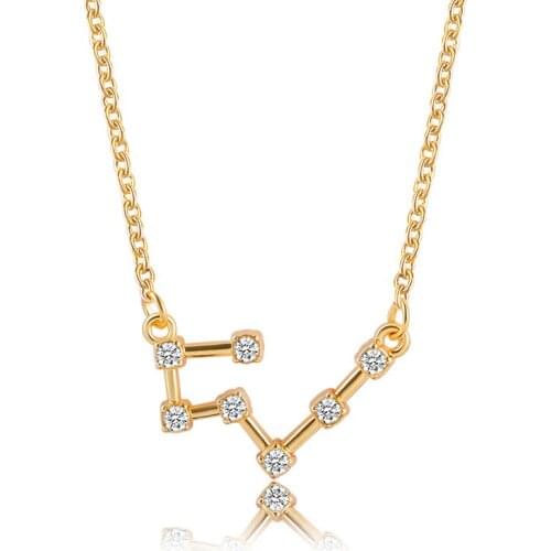 ISINYEE Fashion Star Zodiac Sign 12 Constellation Necklaces For Women Gold Chain Crystal Necklace & Pendants Jewelry