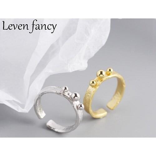 925 Sterling Silver Ring 3 Ball Bead Ring Adjustable 18k Gold Ring For Women Elegant Fine Jewelry Silver Irregular Europe Wild