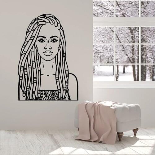 Beauty Afro Girl Wall Decal For Hair Salon Black Lady Vinyl Wall Stickers Decor Living Room Modern Home Decoration Art W832