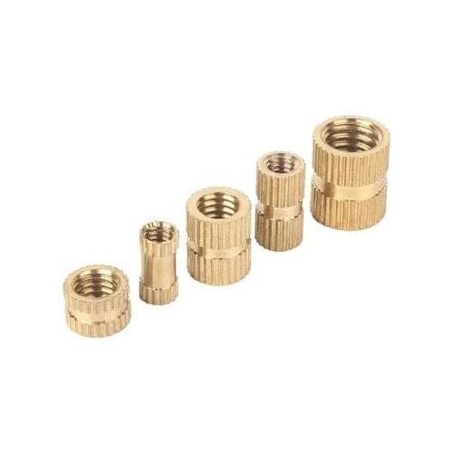 M1.4, 1.6, 2~8 Brass Pure Copper Metric Thread Injection Molding Knurl Insert Nut Nutsert Embedded Nut