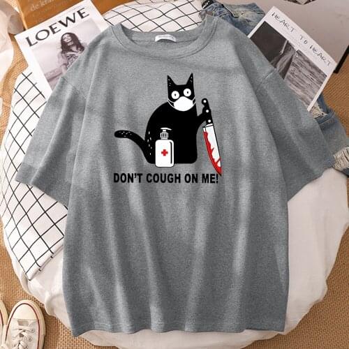 Don't Cough On Me Black Cat Printing mans Tshirt Fashion Fit New Tshirt Retro Fit Short Sleeved Travering Slim Man T Shirts