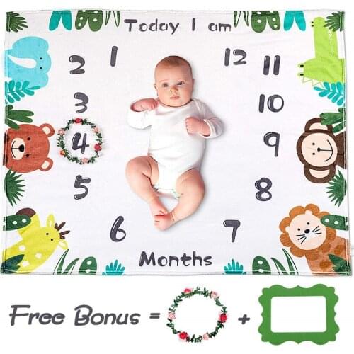 Ylsteed 3Pcs Set Newborn Milestone Blanket Baby Flannel Photography Blanket Infant Shooting Backdrop Monthly Growth Blanket