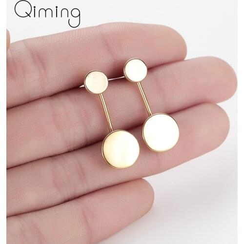 Geometric Women Earrings Double Circle Disk Front And Back Stud Earrings Round Ear Jackets new Jewelry Earring Female