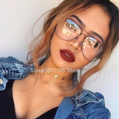 Ttransparent womens glasses pilot glasses black frame 2020 Spectacle Frame Clear Lens Fake Glasses feminino oculos eyeglasses