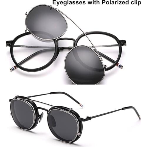 Thom Brand Prescription Round Optical Glasses Frames TB710 With Polarized Clip For Men Women Eyeglasses Original Logo Eyewear