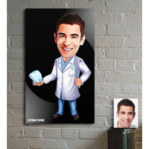 Personalized Mr Dentist Cartoon Wooden Table-3