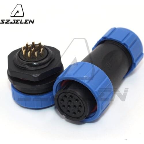 SP21, IP68, Electrical Nylon Aviation Automotive Waterproof Connector , 12 pin waterproof plug and socket cable connector