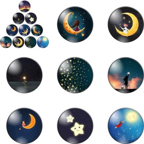 Angel Star Looking at the Front Round Photo Glass Cabochon Demo Flat Back Making Findings Handmade DIY Accessories