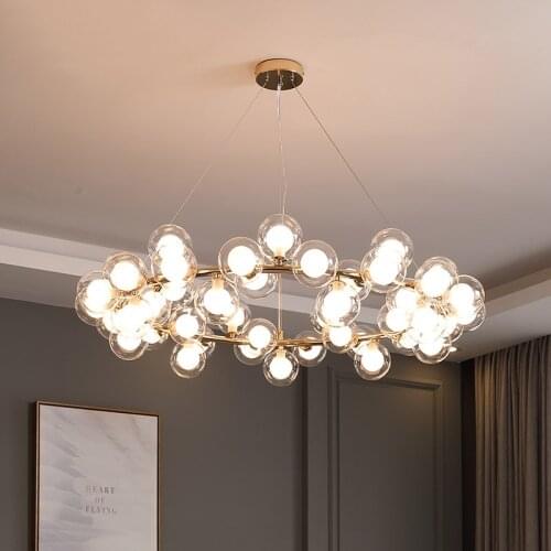 Modern LED 15/25/45 head bubble chandelier American glass ball chandelier suitable for luxury living room dining G9 lamps