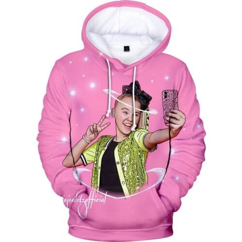 Hot Pink Hooded New 3D JOJO SIWA Hoodies Men Women Sweatshirts Fashion Hip Hop Long sleeve Pullovers Casual Girls Streetwear