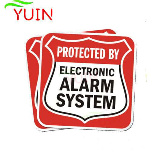 2 X 12*12cm Funny Electronic Alarm System Car Sticker Warning Decal PVC Body Decoration Accessories Waterproof Sunscreen Decals