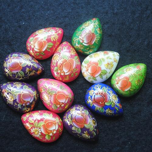 10pcs plastic cabochons teardrop shape size 18x25mm handmade draw flower beads accessories new arrivals top selling items