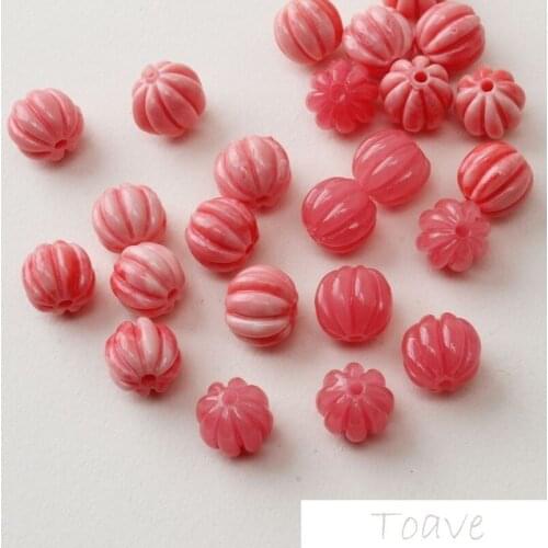 10pcs Pumpkin Ball Straight Hole Queen Shell Color Coral Ornament DIY Beaded Accessories Ear Stud Bracelet Handmade Material