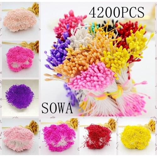 2016 Free Shipping 1mm 4200pcs/Lot Double Heads Multi Color Flower Pearl Stamen Cake Decoration Craft DIY