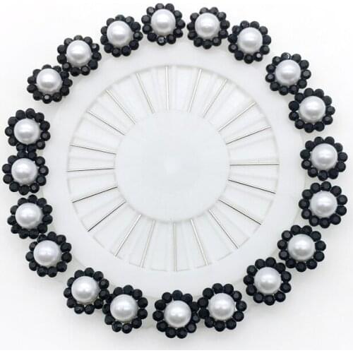 2020 Black Flower Rhinestone Hijab Pins Pearls Women Muslim Hijab Brooches Pin 20pcs/pack Safety Head Scarf Pins
