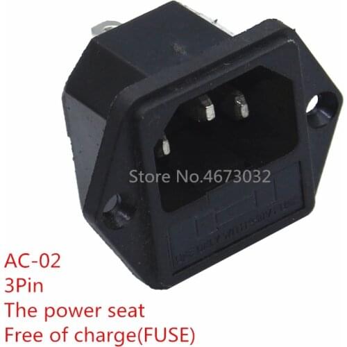 1pcs Panel Mounted 3 Pin IEC 60320 C14 Inlet Male Power Plug 15A AC 250V w/ fuse holder 10A