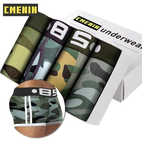 4Pcs Men Camouflage Boxers Underwear Cotton Sexy Men Underwear Mens Underpants Male Panties Cotton Boxershorts Soft