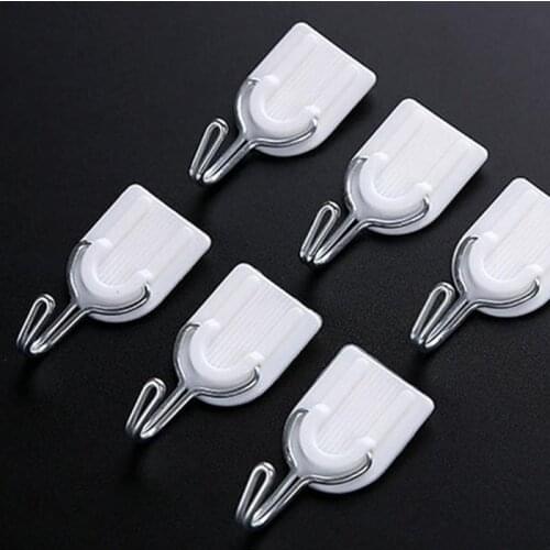 6pcs kitchen bathroom wall hanging glue hook wall nail free seamless hook creative plastic hook bathroom accessories TSLM1