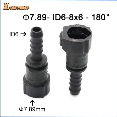 7.89mm ID6 8x6 180 degree SAE 5/16 Fuel line quick connector For Toyota Corolla Dodge Journey For European Car 2pcs High Quality