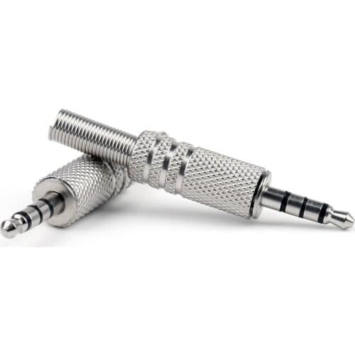 Areyourshop 10 Pcs Metal Stereo 4 Pole Male 3.5mm Jack Plug Audio Connector Headphone