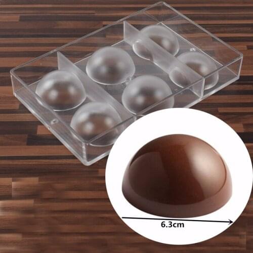 Dia 6.3 cm 6 Cups Large Half Ball Chocolate Mold Ball Polycarbonate Mould Plastic Semi Round Chocolate Ball Mold Tray Pan