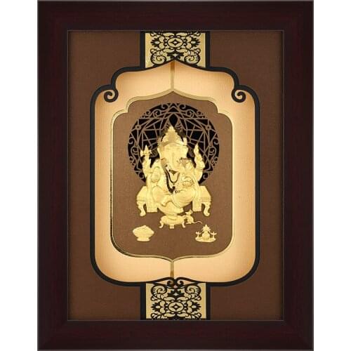 Indian Ganesh gold foil painting Wall Art Pictures 24K Gold Foil Crafts Ganesha Elephant Buddha Painting Home Decoration Gifts