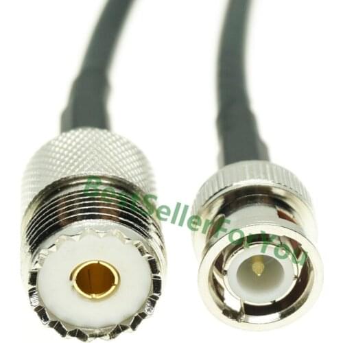 RG58 UHF SO-239 Female SO239 Jack To BNC Male Q9 Plug RF Coax Pigtail Jumper Cable