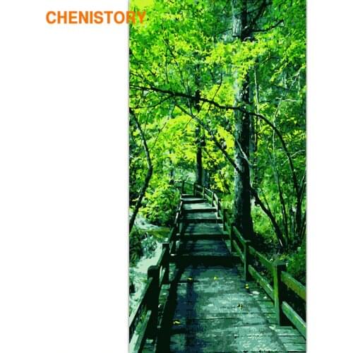 CHENISTORY Frame Green Trees DIY Painting By Numbers Modern Wall Art Picture Oil Painting On Canvas For Living Room 60x120cm Art