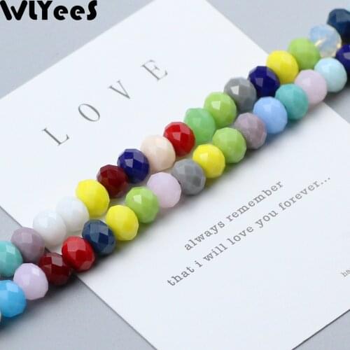 WLYeeS 8x6mm Ceramic pendant Earrings Beads 30pcs flat round Austrian Crystal Ball Loose bead for jewelry Accessories Making DIY