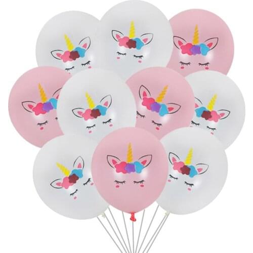 10pcs Pink White Unicorn Latex Balloons Unicorn Theme Party Birthday Party Wedding Decoration Supplies Baby Shower Air Globos