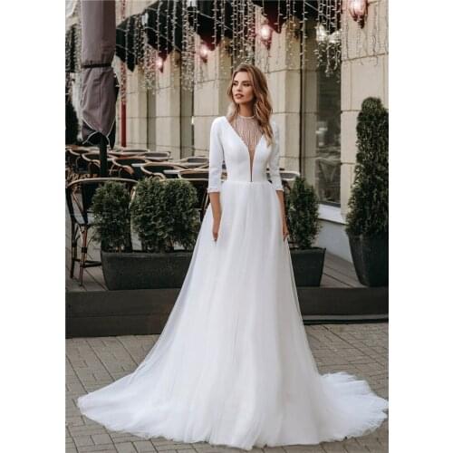 Mrs win V-neck Wedding Dresses