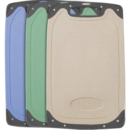3 Pack Chopping Boards Set,Kitchen Cutting Boards with Non-Slip Feet,Dishwasher Safe,Easy to Clean (Green+Blue+Beige)