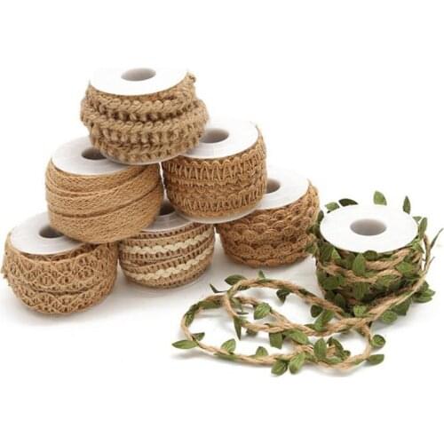 Natural hand made DIY wedding Christmas green leaf hemp rope decoration craft hemp linen multi-style roll webbing craft