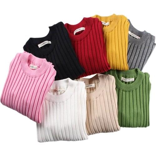 2018 New Autumn Winter Girls Sweaters Boys Clothing Solid Boys Sweaters Slim Knitted Pullover Baby Girls Basic Sweaters BC278