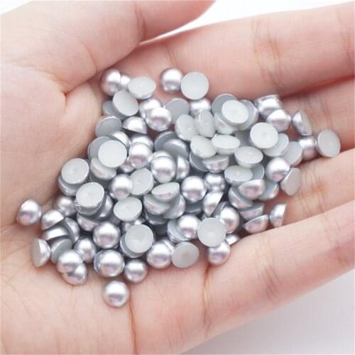 1000/500pcs 2-5mm and Mixed Size Matte Silver Glue on ABS Imitation Half Round Pearls Resin Flatback Beads Craft Jewelry Making